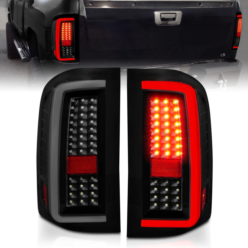 ANZO 2007-2013 Chevrolet Silverado1500/ 2500/ 3500 LED Tail Lights w/ Light Bar Black Housing Smoke - Image 2
