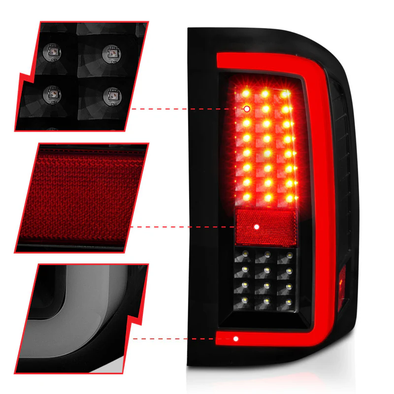 ANZO 2007-2013 Chevrolet Silverado1500/ 2500/ 3500 LED Tail Lights w/ Light Bar Black Housing Smoke - Image 6