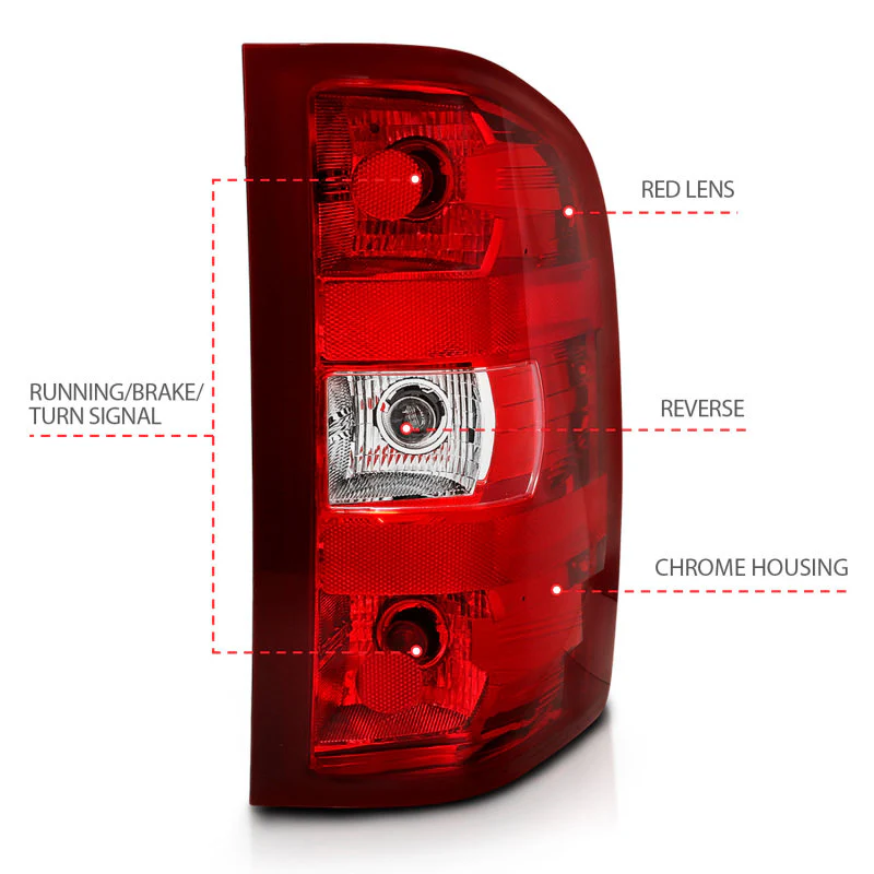 ANZO 2007-2013 Chevy Silverado Taillight Red/Clear Lens (OE Replacement) - Image 8
