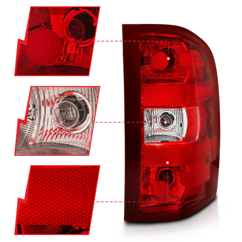 ANZO 2007-2013 Chevy Silverado Taillight Red/Clear Lens (OE Replacement) - Image 9