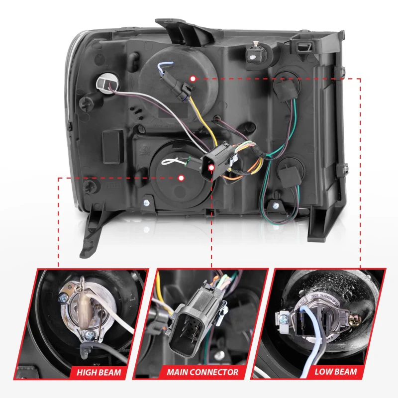 ANZO 2007-2013 GMC Sierra 1500 Projector Headlights w/ Halo Black - Image 10
