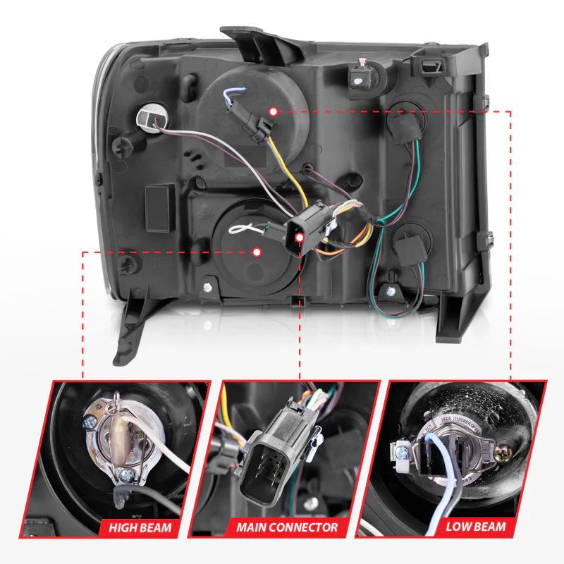 ANZO 2007-2013 GMC Sierra 1500 Projector Headlights w/ Halo Black - Image 14