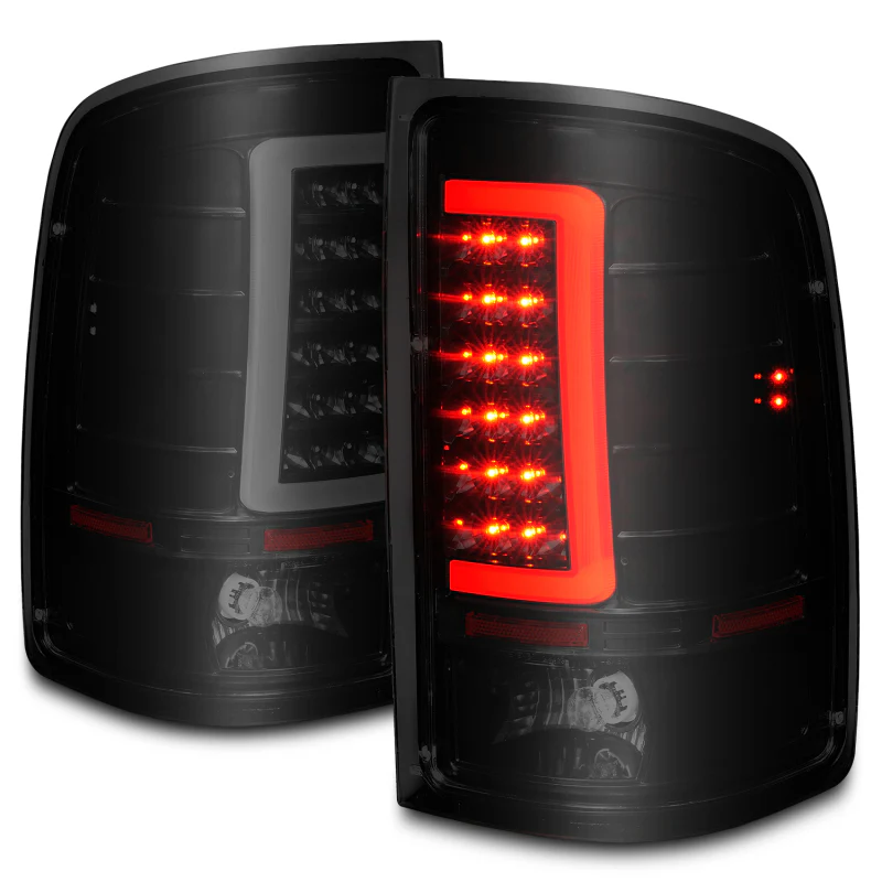 ANZO 2007-2013 GMC Sierra LED Tail Lights w/ Light Bar Black Housing Smoke Lens - Image 3