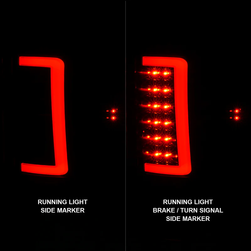ANZO 2007-2013 GMC Sierra LED Tail Lights w/ Light Bar Black Housing Smoke Lens - Image 4