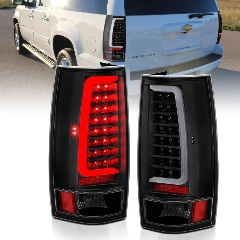 ANZO 2007-2014 Chevy Tahoe LED Taillight Plank Style Black w/Clear Lens - Image 2