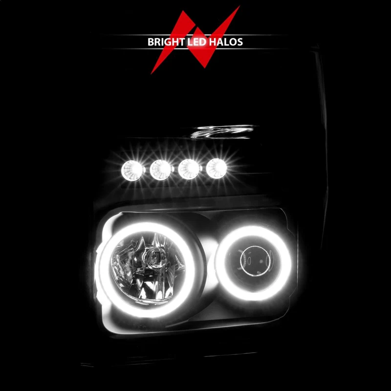 ANZO 2008-2010 Ford F-250 Projector Headlights w/ Halo Black (CCFL) - Image 10