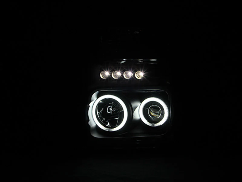ANZO 2008-2010 Ford F-250 Projector Headlights w/ Halo Black (CCFL) - Image 4