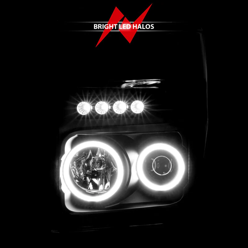 ANZO 2008-2010 Ford F-250 Projector Headlights w/ Halo Black (CCFL) - Image 6