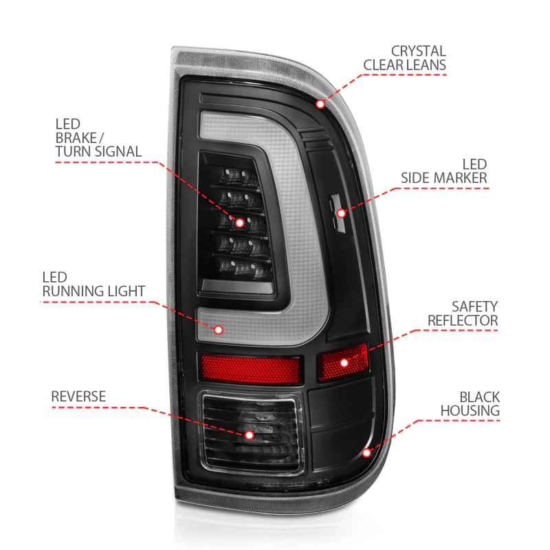 ANZO 2008-2016 Ford F-250 LED Taillights Black Housing Clear Lens (Pair) - Image 3