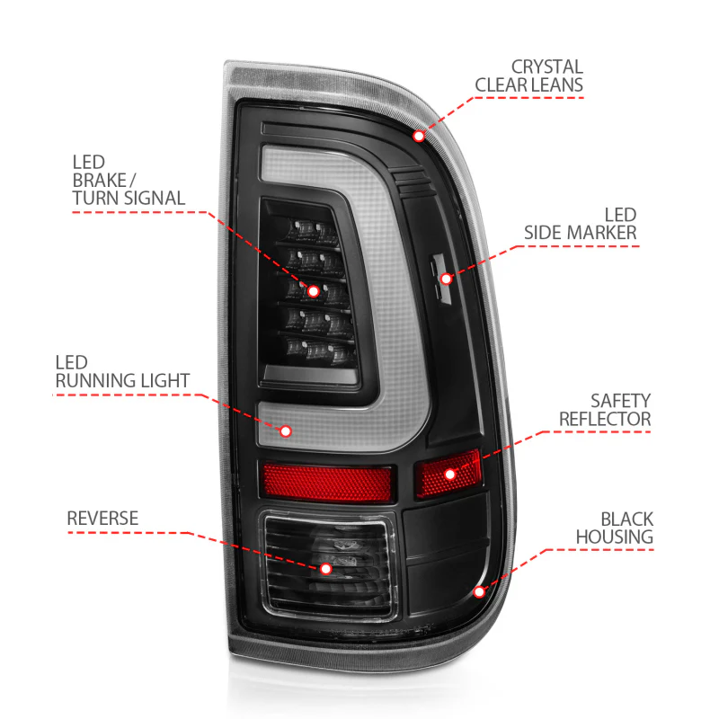 ANZO 2008-2016 Ford F-250 LED Taillights Black Housing Clear Lens (Pair) - Image 4