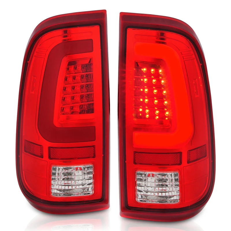 ANZO 2008-2016 Ford F-250 LED Taillights Chrome Housing Red/Clear Lens (Pair) - Image 3