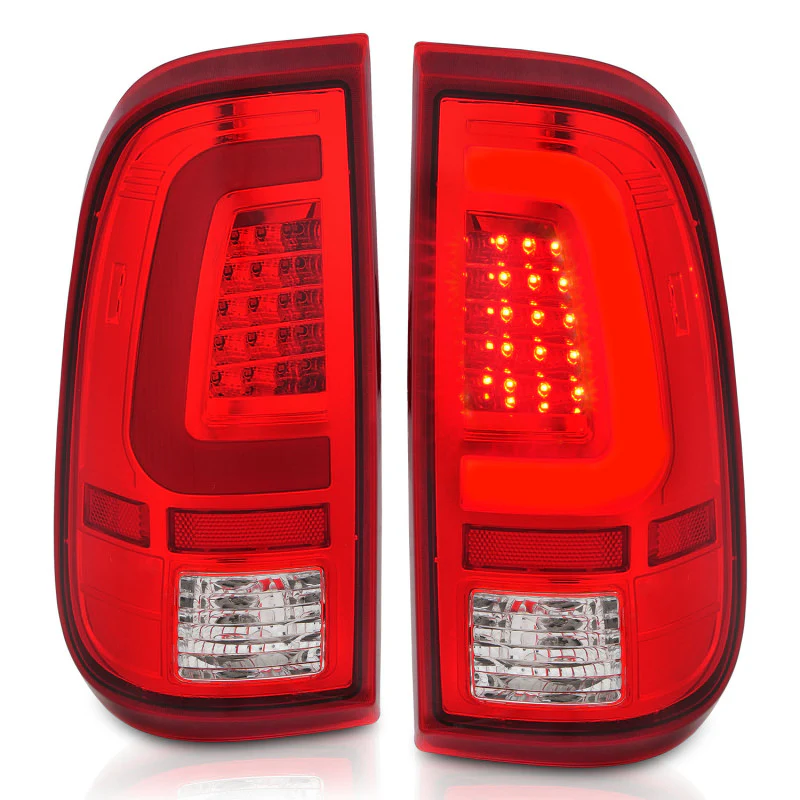 ANZO 2008-2016 Ford F-250 LED Taillights Chrome Housing Red/Clear Lens (Pair) - Image 4