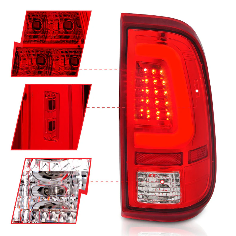 ANZO 2008-2016 Ford F-250 LED Taillights Chrome Housing Red/Clear Lens (Pair) - Image 9
