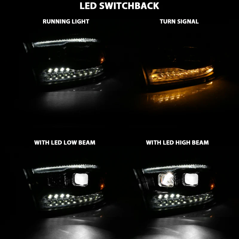 ANZO 2009-2018 Dodge Ram 1500 Led Projector Plank Style Switchback H.L Halo Black Amber (OE Style) - Image 11