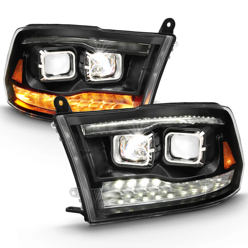 ANZO 2009-2018 Dodge Ram 1500 Led Projector Plank Style Switchback H.L Halo Black Amber (OE Style) - Image 13