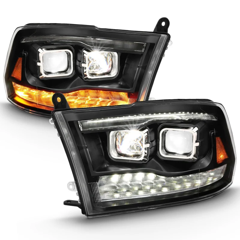 ANZO 2009-2018 Dodge Ram 1500 Led Projector Plank Style Switchback H.L Halo Black Amber (OE Style) - Image 15