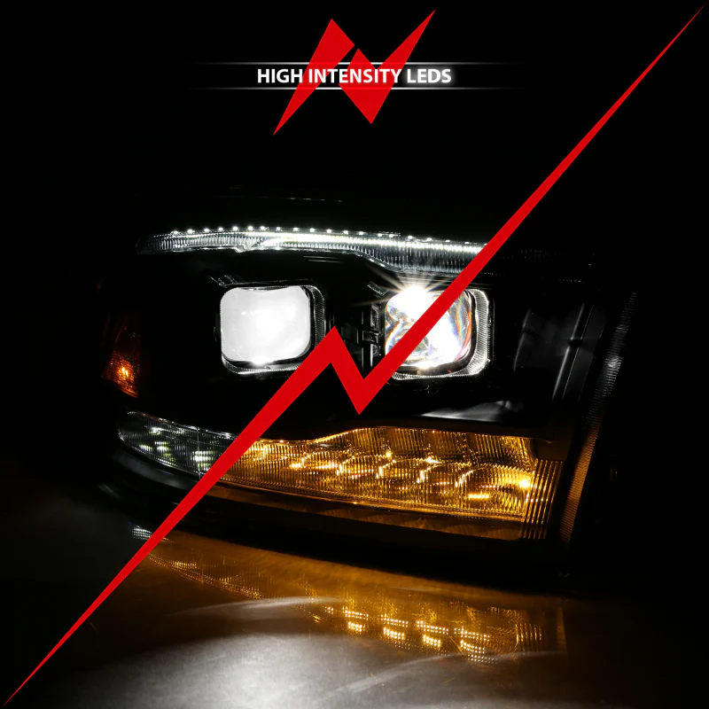 ANZO 2009-2018 Dodge Ram 1500 Led Projector Plank Style Switchback H.L Halo Black Amber (OE Style) - Image 5