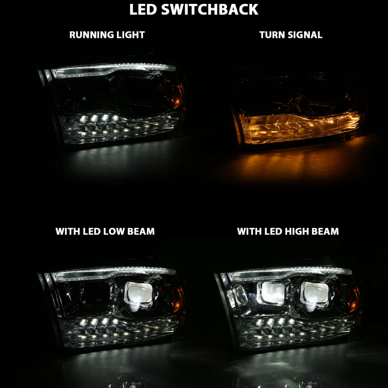 ANZO 2009-2018 Dodge Ram 1500 Led Projector Plank Style Switchback H.L Halo Chrome Amber (OE Style) - Image 10
