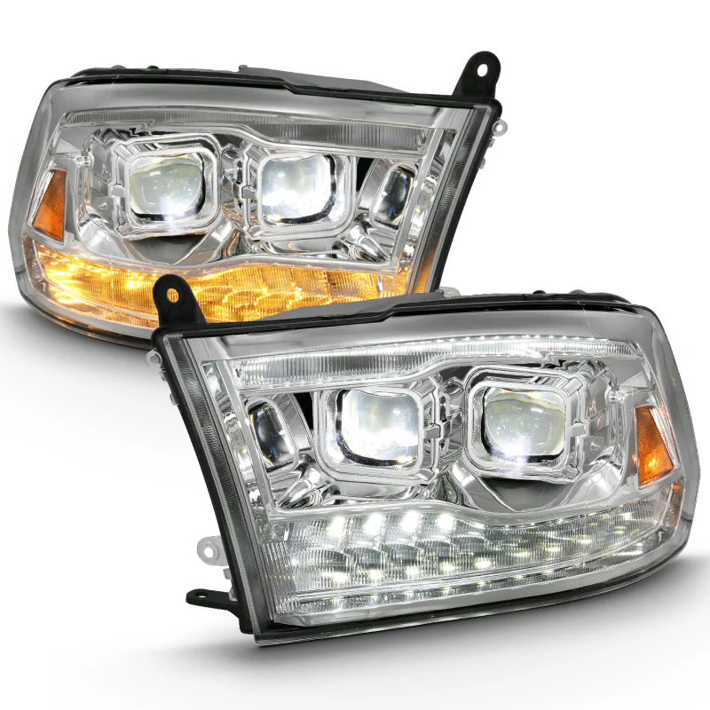 ANZO 2009-2018 Dodge Ram 1500 Led Projector Plank Style Switchback H.L Halo Chrome Amber (OE Style) - Image 11