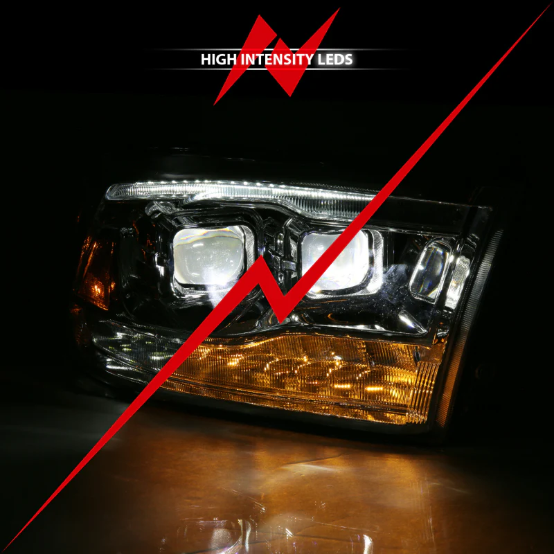ANZO 2009-2018 Dodge Ram 1500 Led Projector Plank Style Switchback H.L Halo Chrome Amber (OE Style) - Image 4
