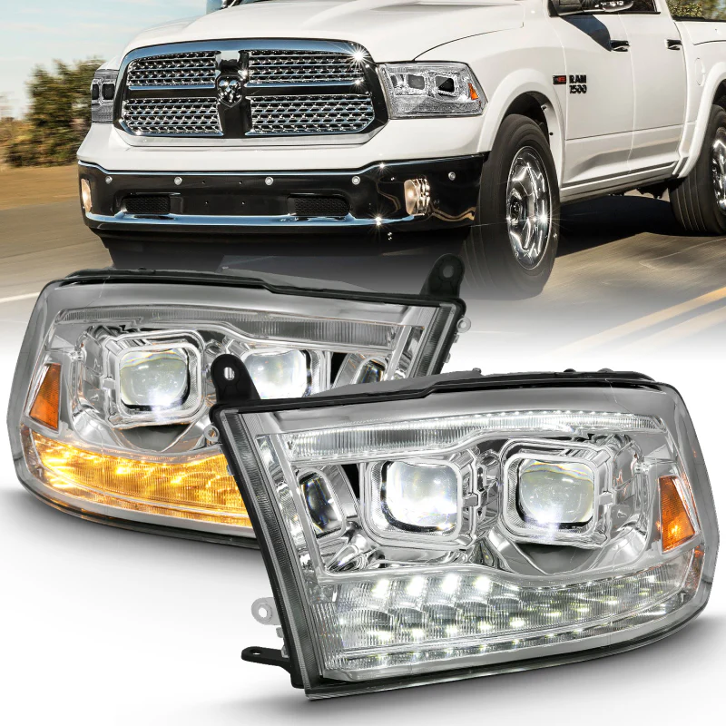 ANZO 2009-2018 Dodge Ram 1500 Led Projector Plank Style Switchback H.L Halo Chrome Amber (OE Style) - Image 5
