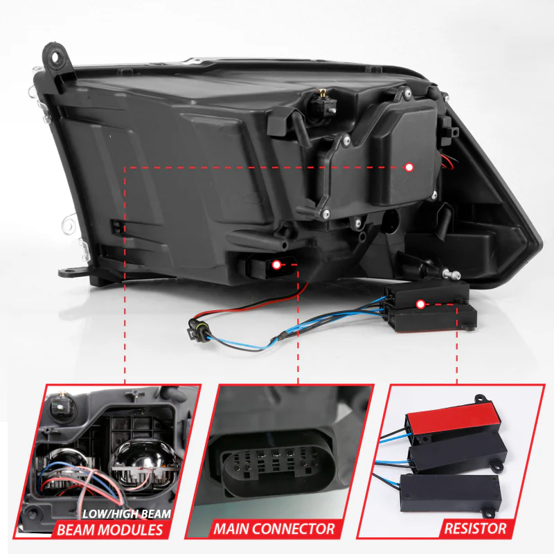 ANZO 2009-2018 Dodge Ram 1500 Led Projector Plank Style Switchback H.L Halo Chrome Amber (OE Style) - Image 8
