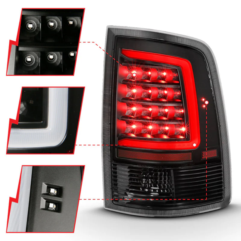 ANZO 2009-2018 Dodge Ram 1500 LED Taillight Plank Style Black w/Clear Lens - Image 3
