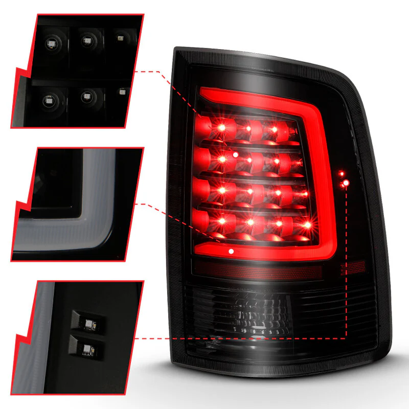 ANZO 2009-2018 Dodge Ram 1500 LED Taillight Plank Style Black w/Smoke Lens - Image 7