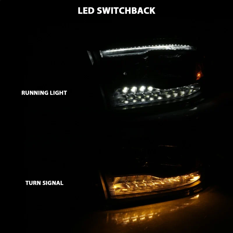 ANZO 2009-2018 Dodge Ram 1500 Projector H.L. Switchback Black Amber - Image 10