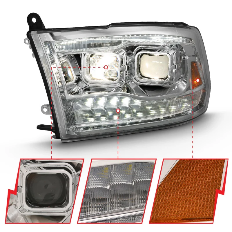 ANZO 2009-2018 Dodge Ram 1500 Projector H.L. Switchback Black Amber - Image 12