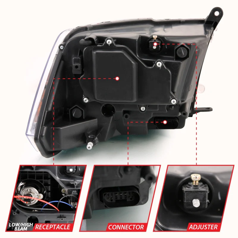 ANZO 2009-2018 Dodge Ram 1500 Projector H.L. Switchback Black Amber - Image 3