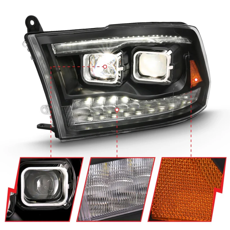 ANZO 2009-2018 Dodge Ram 1500 Projector H.L. Switchback Chrome Amber - Image 10