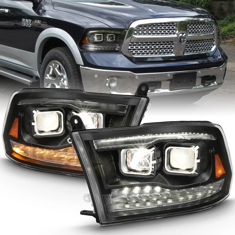 ANZO 2009-2018 Dodge Ram 1500 Projector H.L. Switchback Chrome Amber - Image 2