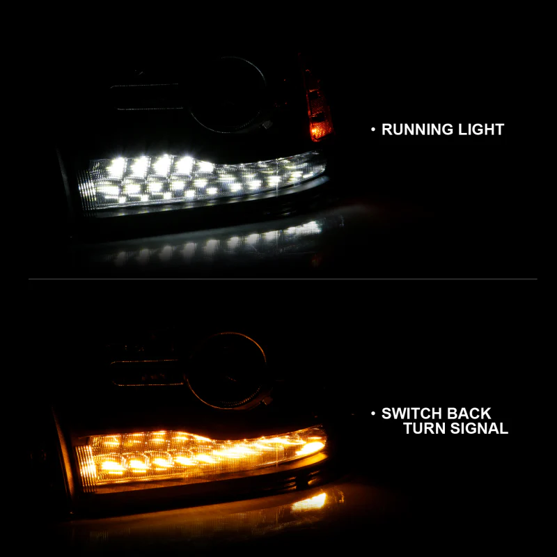 ANZO 2009-2018 Dodge Ram 1500 Projector Headlights Plank Style Halo w/Switchback Matte Black - Image 7