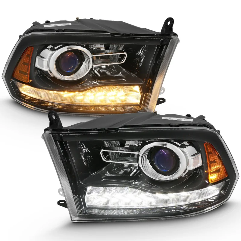 ANZO 2009-2018 Dodge Ram 1500 Projector Plank Style Switchback H.L Halo Black Amber (OE Style) - Image 14