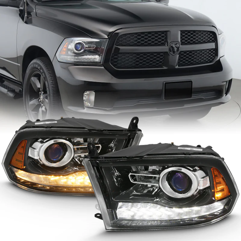 ANZO 2009-2018 Dodge Ram 1500 Projector Plank Style Switchback H.L Halo Black Amber (OE Style) - Image 5