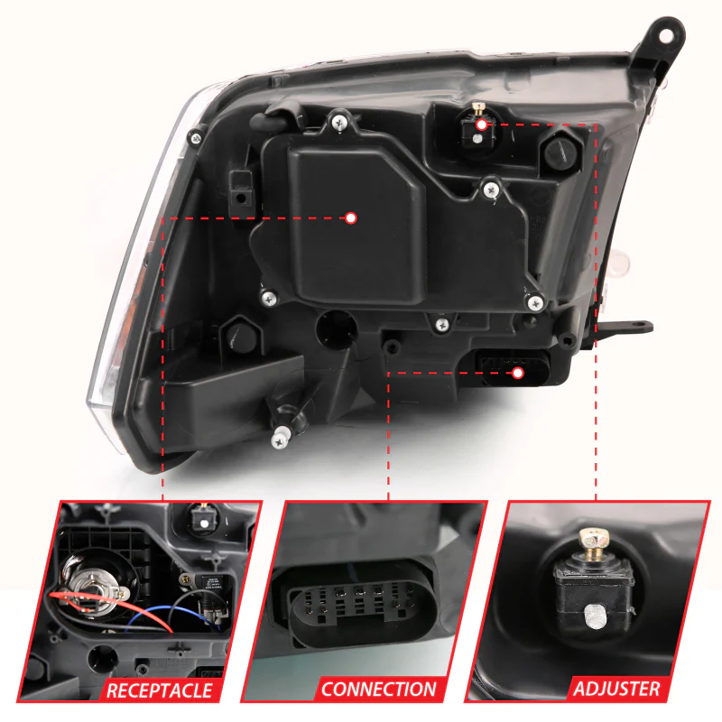 ANZO 2009-2018 Dodge Ram 1500 Projector Plank Style Switchback H.L Halo Chrome Amber (OE Style) - Image 12