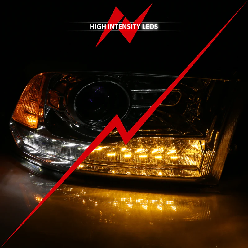 ANZO 2009-2018 Dodge Ram 1500 Projector Plank Style Switchback H.L Halo Chrome Amber (OE Style) - Image 9