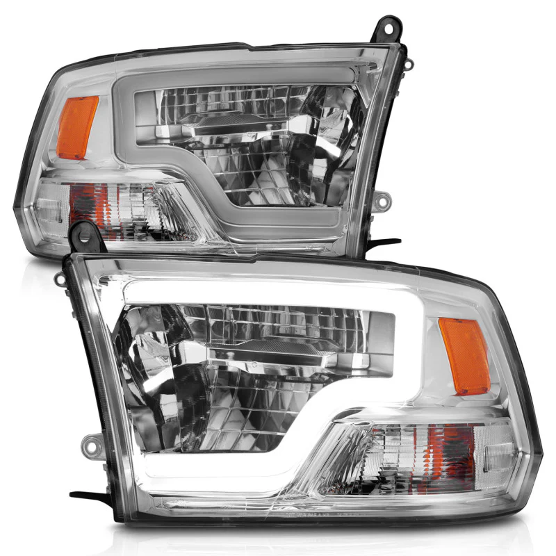 ANZO 2009-2020 Dodge Ram 1500 Full LED Square Projector Headlights w/ Chrome Housing Chrome Amber - Image 5