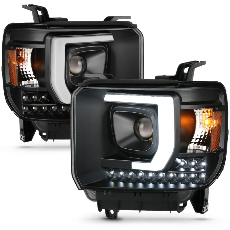 ANZO 2014-2015 GMC Sierra 1500HD Projector Plank Style Headlight Black W/ DRL - Image 12
