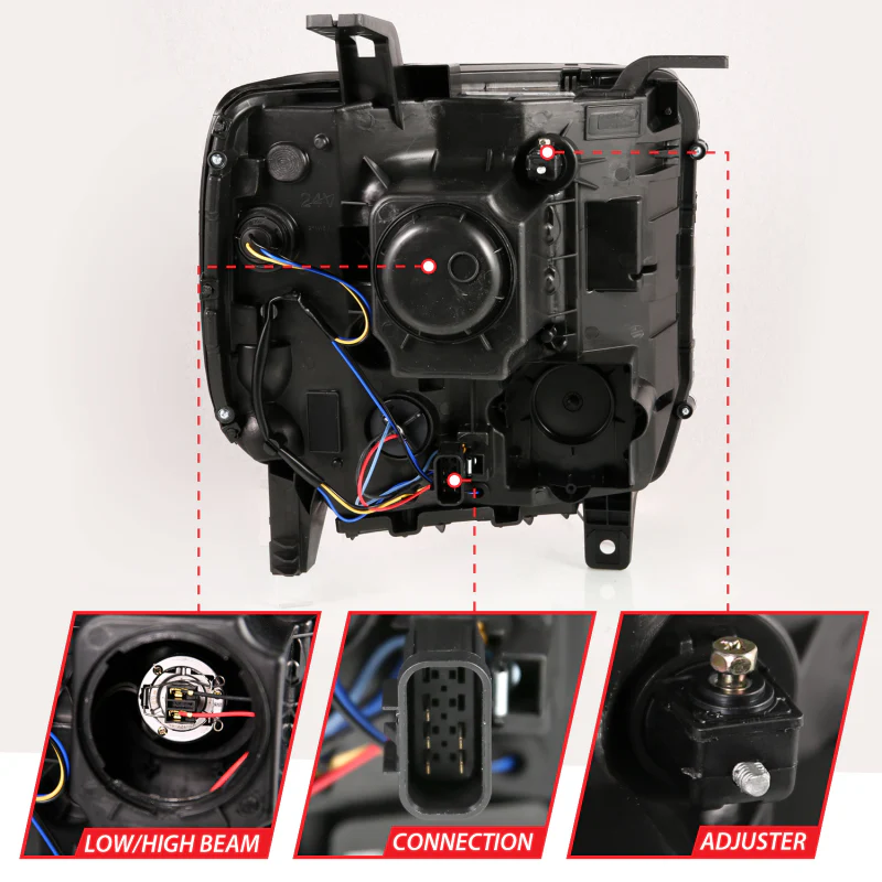 ANZO 2014-2015 GMC Sierra 1500HD Projector Plank Style Headlight Black W/ DRL - Image 3