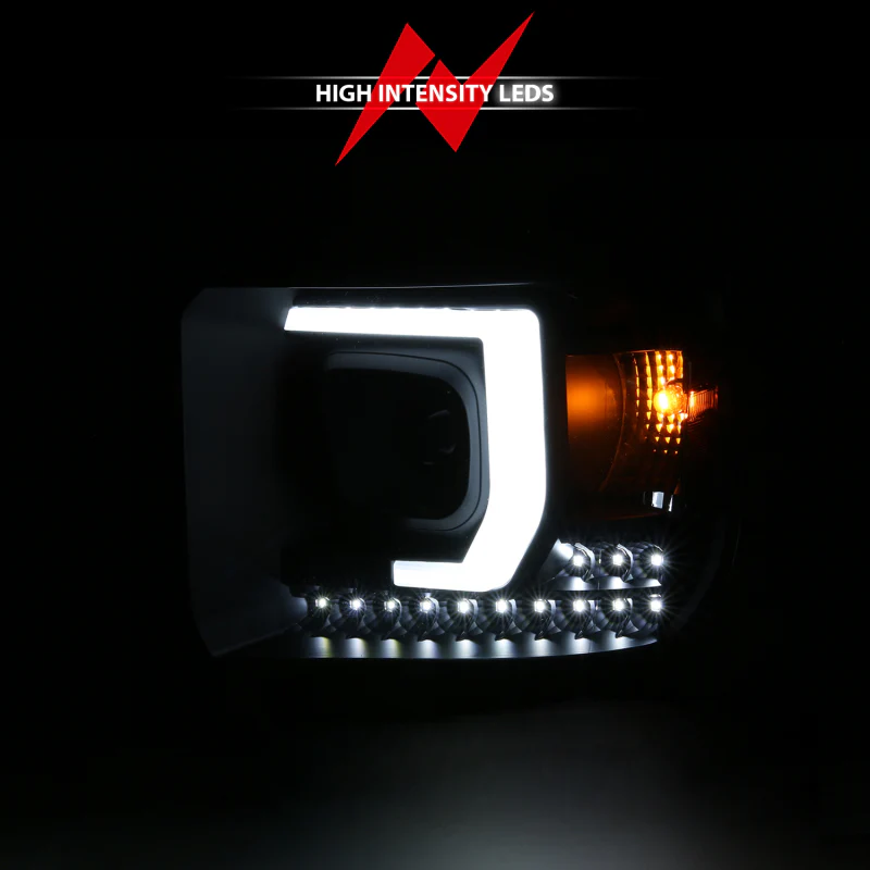 ANZO 2014-2015 GMC Sierra 1500HD Projector Plank Style Headlight Black W/ DRL - Image 6