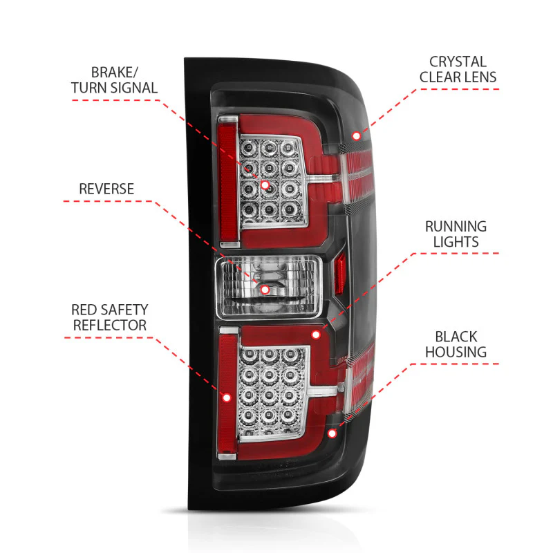 ANZO 2014-2018 Chevy Silverado 1500 LED Taillights Black - Image 10