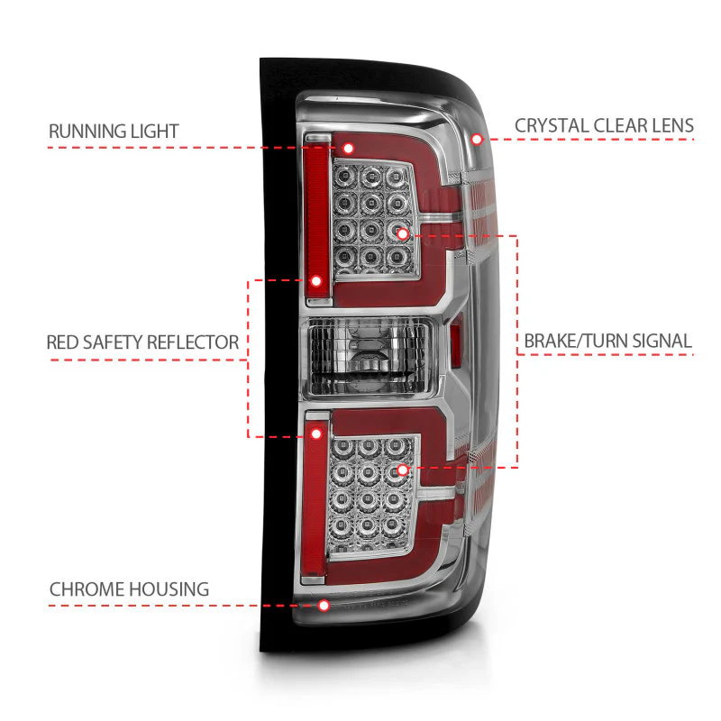 ANZO 2014-2018 Chevy Silverado 1500 LED Taillights Chrome - Image 8