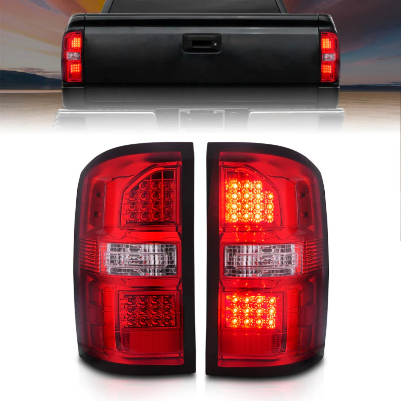 ANZO 2014-2018 GMC Sierra LED Tail Lights Black Housing Red/Clear Lens - Image 2