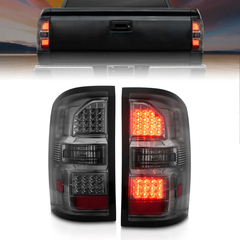 ANZO 2014-2018 GMC Sierra LED Tail Lights Black Housing Smoke Lens - Image 2
