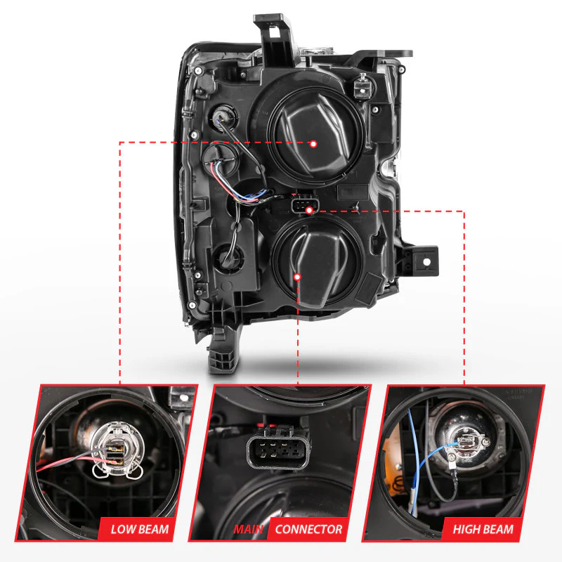 ANZO 2015-2016 Chevrolet Silverado Projector Headlights w/ Plank Style Design Chrome w/ Amber - Image 11