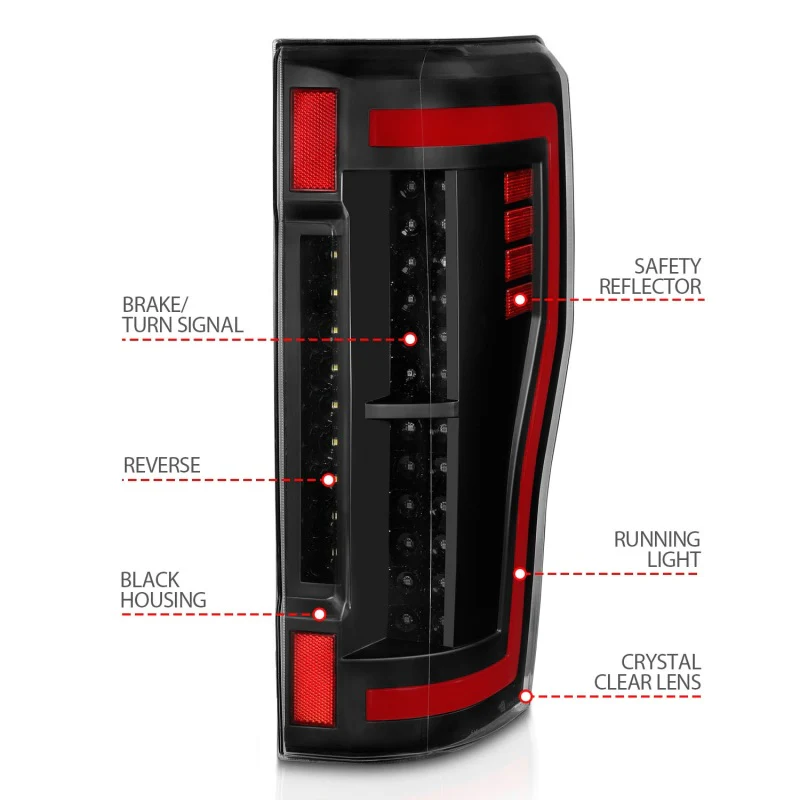 ANZO 2017+ Ford F-250 LED Taillights - Black/Clear - Image 13