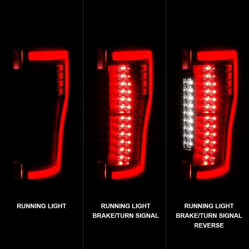 ANZO 2017+ Ford F-250 LED Taillights - Black/Clear - Image 4