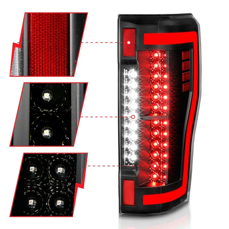 ANZO 2017+ Ford F-250 LED Taillights - Black/Clear - Image 5